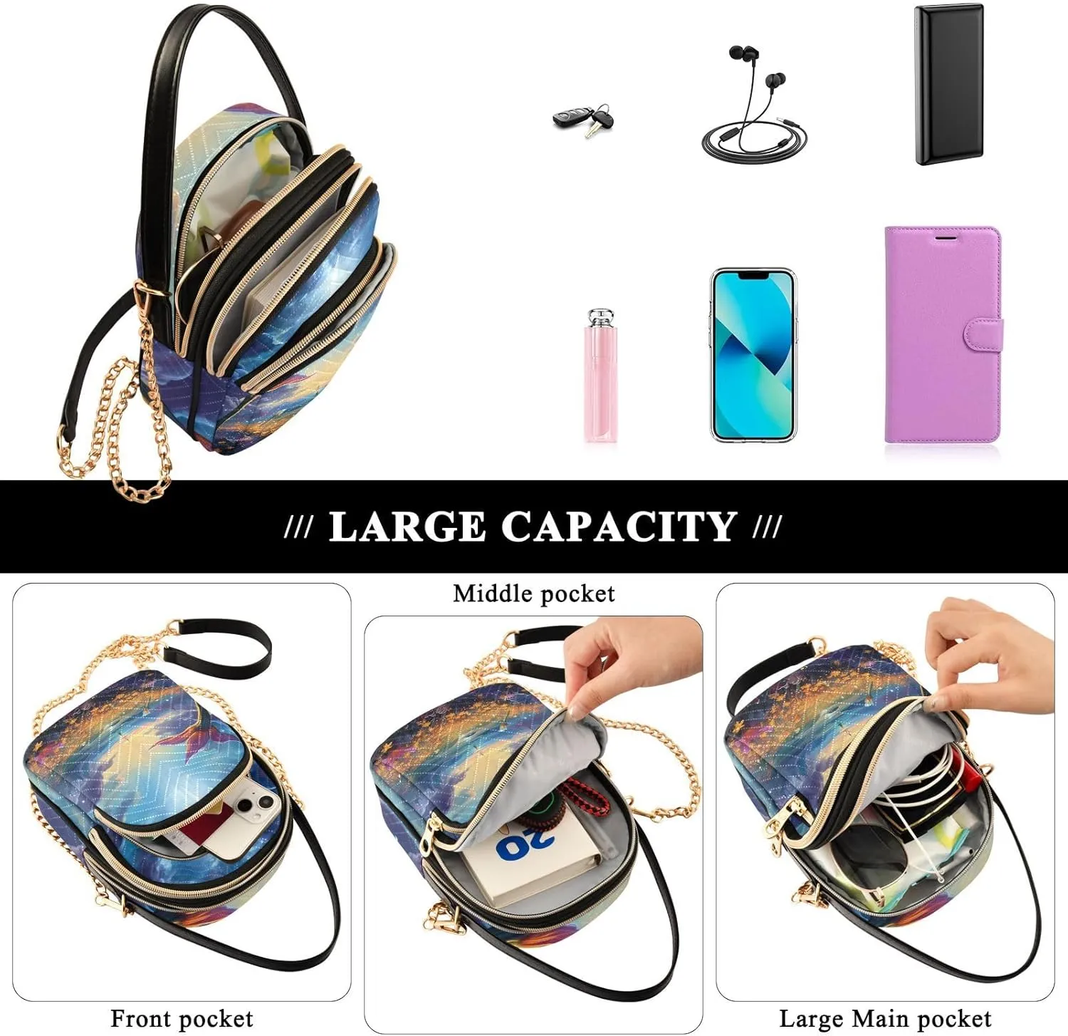 GAIGEO Old Map of the Tower and Palace Women’s Crossbody, Casual Crossbody Purse Removable Strap Crossbody