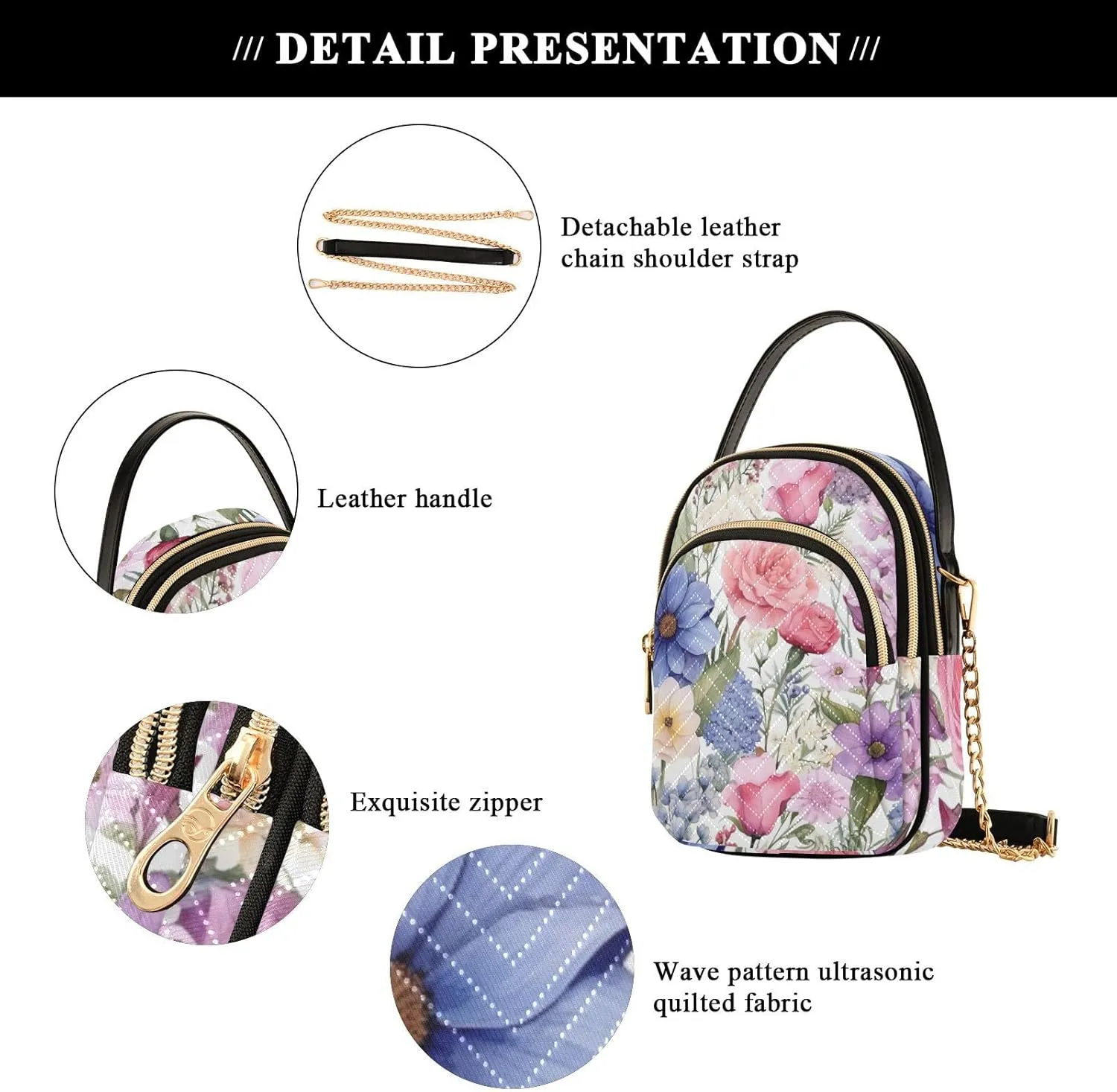 GAIGEO Strawberries and Flowers Women s Crossbody Handbags, Fashionable Crossbody Bags Shoulder Purse Crossbody