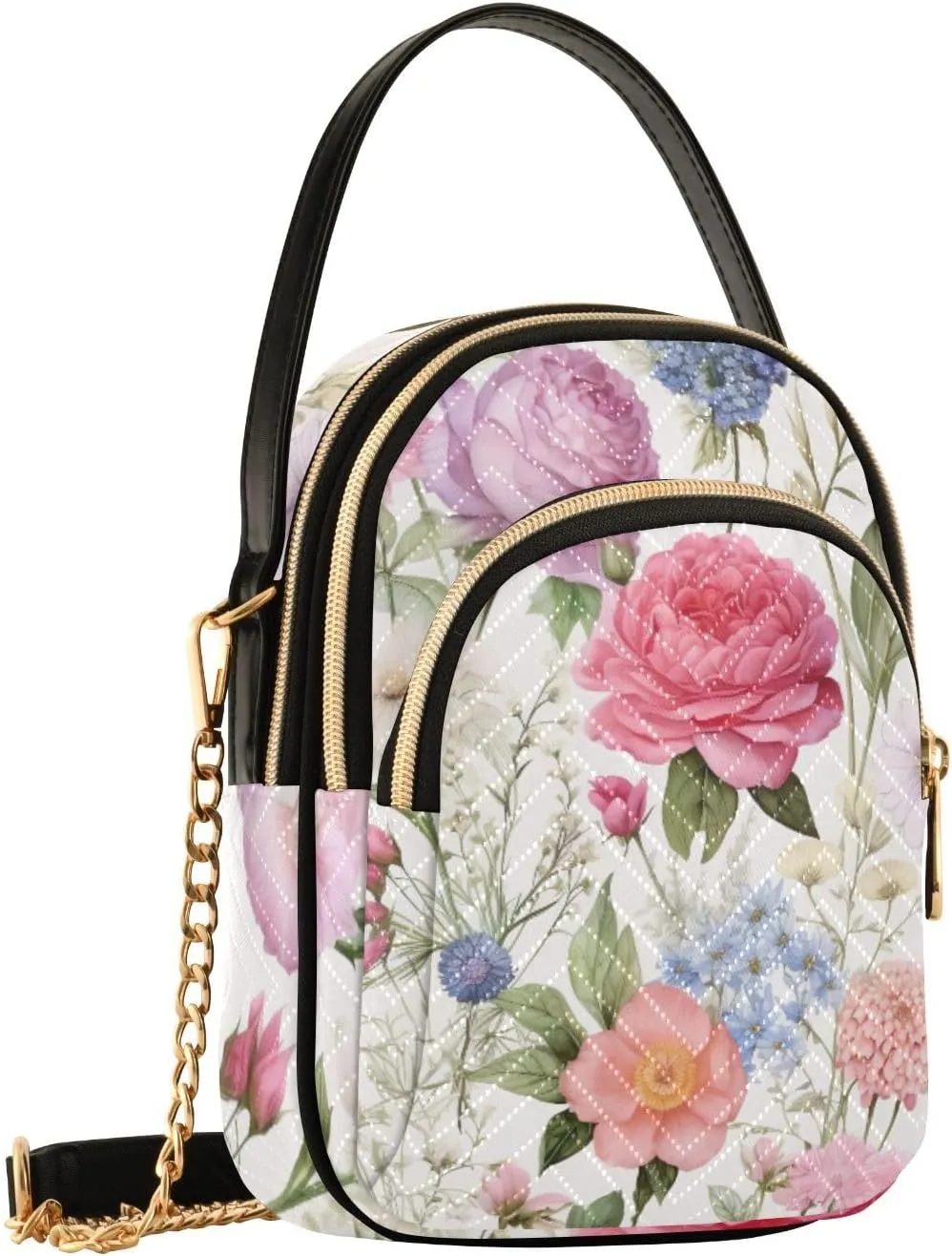 GAIGEO Strawberries and Flowers Women s Crossbody Handbags, Fashionable Crossbody Bags Shoulder Purse Crossbody
