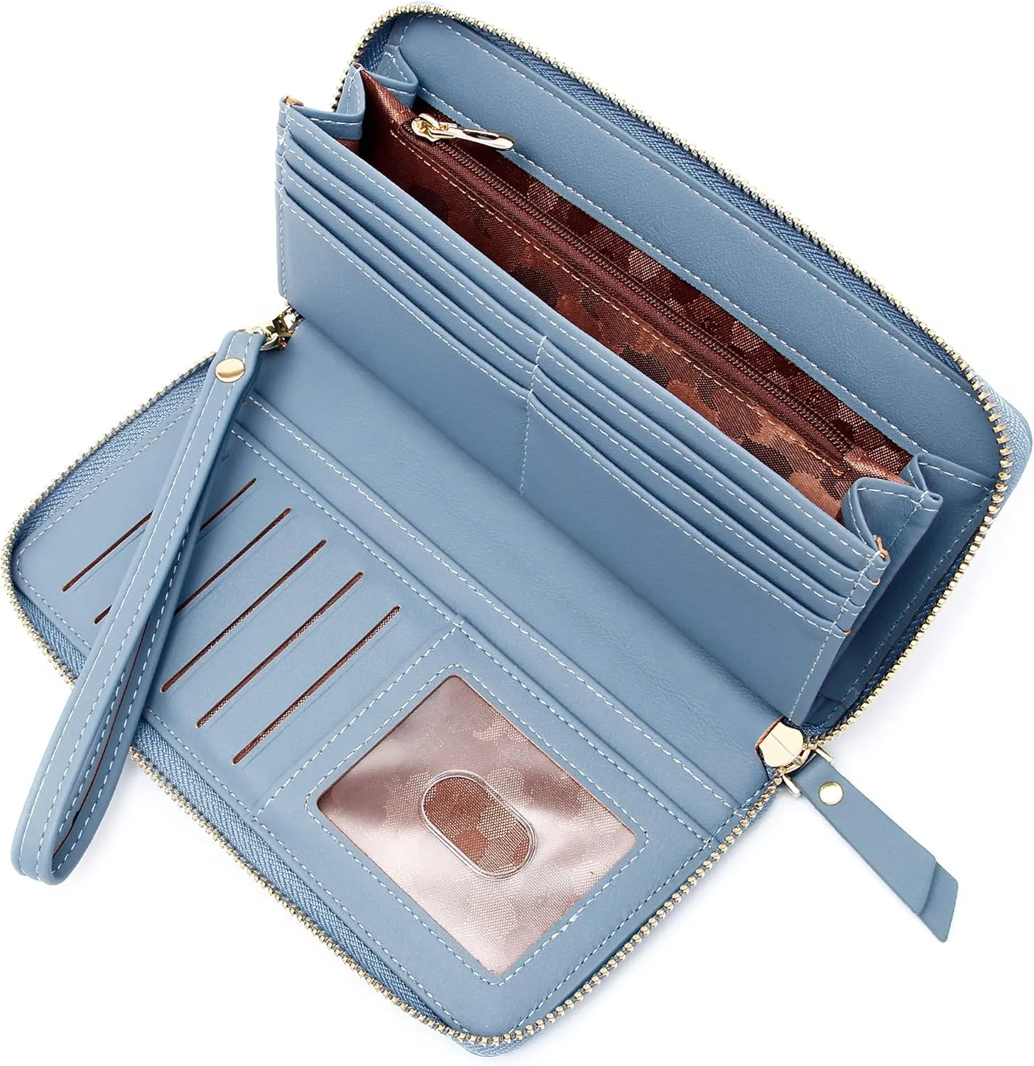 GEEAD Wristlet Wallets for Women PU Leather RFID Blocking Zip Around Long Phone Clutch Wallet
