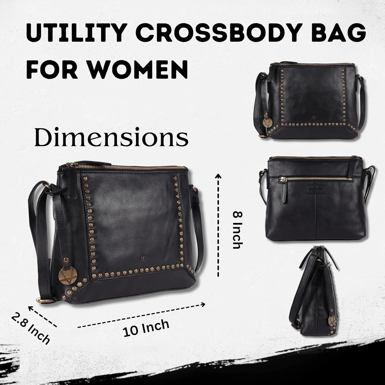 Genuine Italian Leather Boho Studded Crossbody Sling Bag - Stylish, Durable, & Perfect for Everyday Use for women