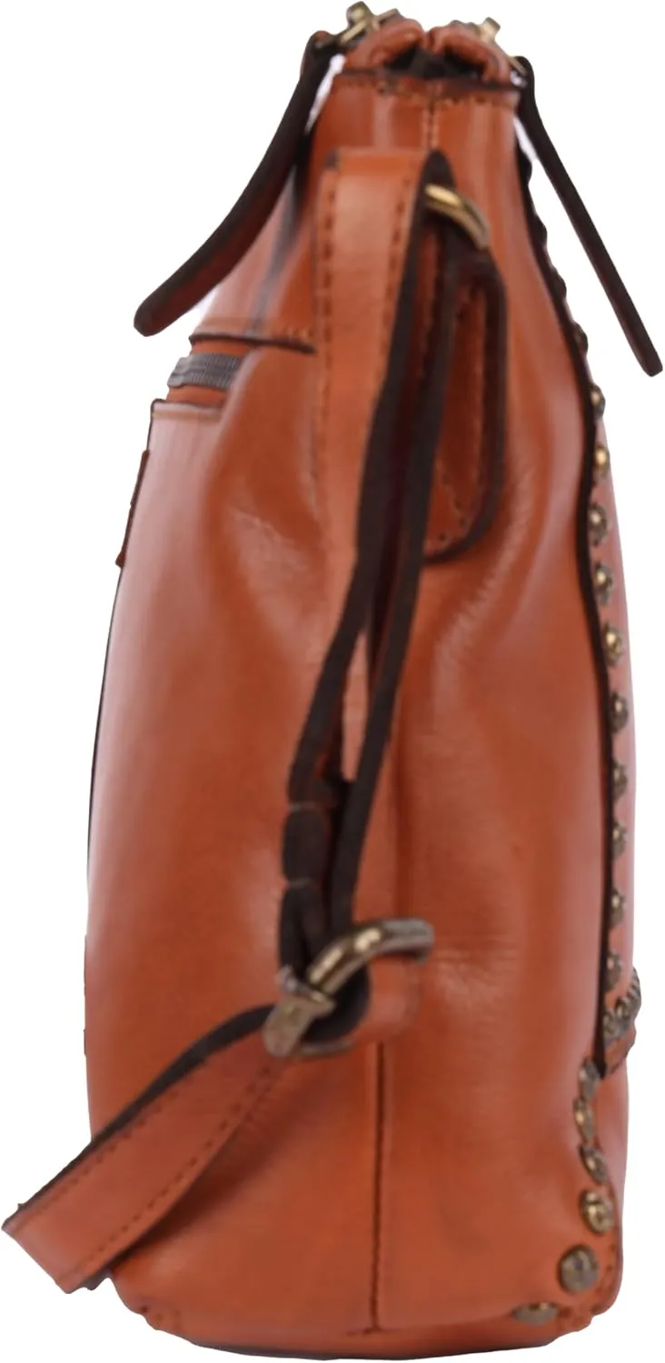 Genuine Italian Leather Boho Studded Crossbody Sling Bag - Stylish, Durable, & Perfect for Everyday Use for women