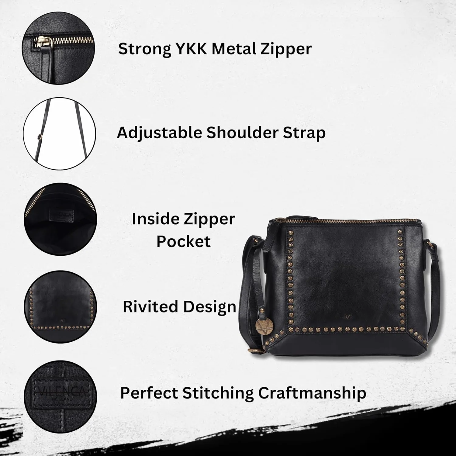 Genuine Italian Leather Boho Studded Crossbody Sling Bag - Stylish, Durable, & Perfect for Everyday Use for women