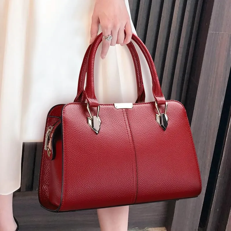Genuine leather handbag, cowhide handbag, large capacity women's handbag, new bag, hand-held one shoulder crossbody