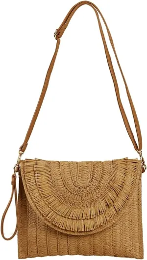Gets Straw Clutch Purse for Women Summer Beach Envelope Handbags Wallet Hand-woven Crossbody Bag