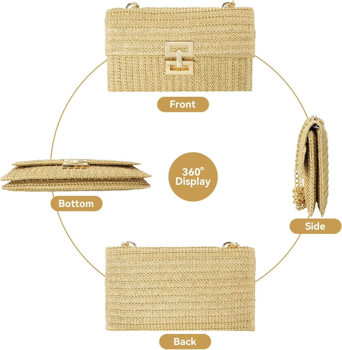 Gets Straw Clutch, Straw Clutch Women Hand-woven for Summer Beach Envelope Clutch Purse Wallet