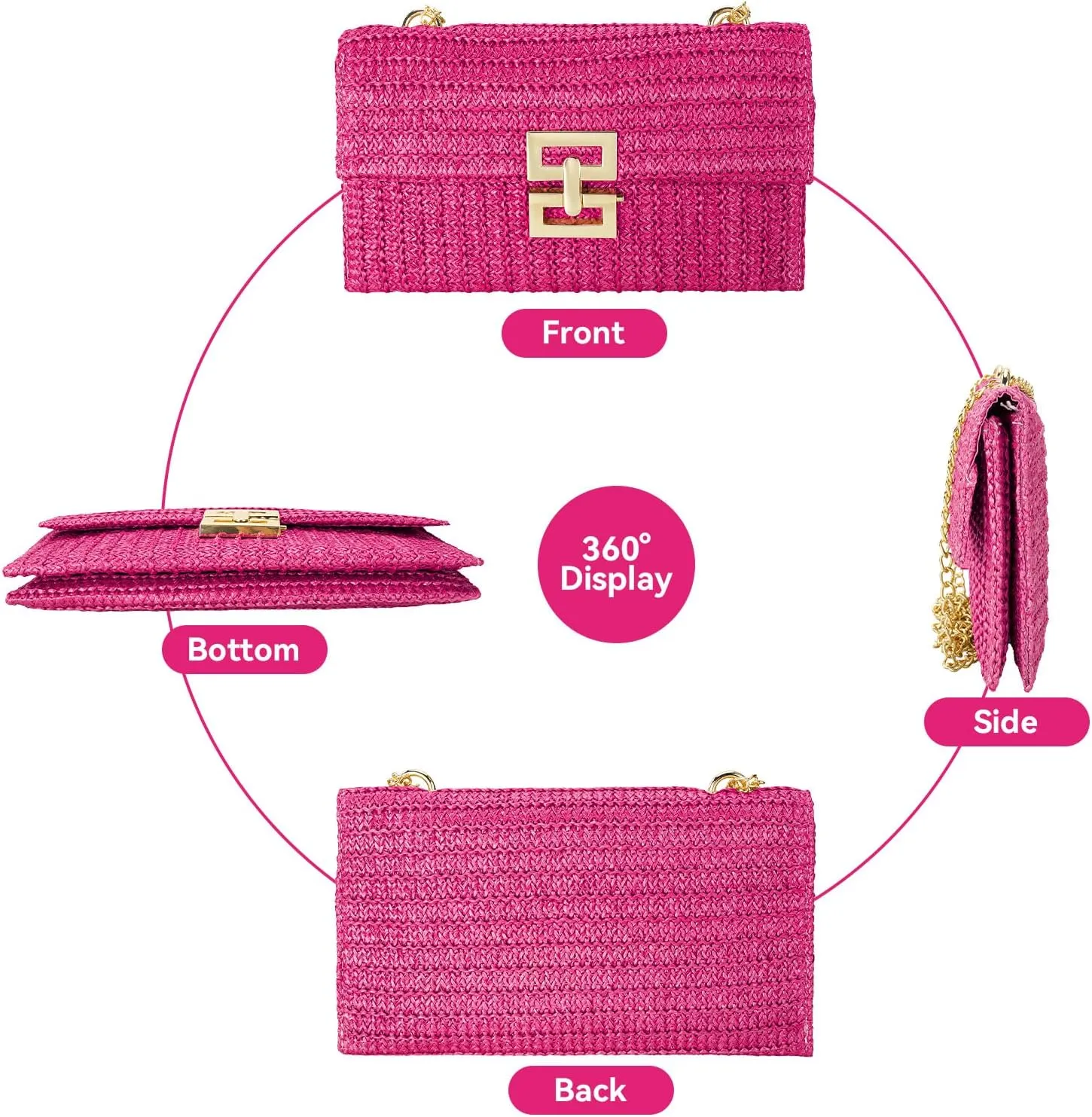 Gets Straw Clutch, Straw Clutch Women Hand-woven for Summer Beach Envelope Clutch Purse Wallet