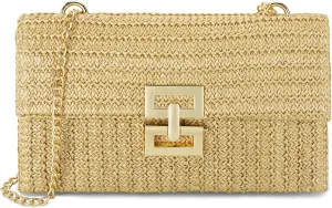 Gets Straw Clutch, Straw Clutch Women Hand-woven for Summer Beach Envelope Clutch Purse Wallet