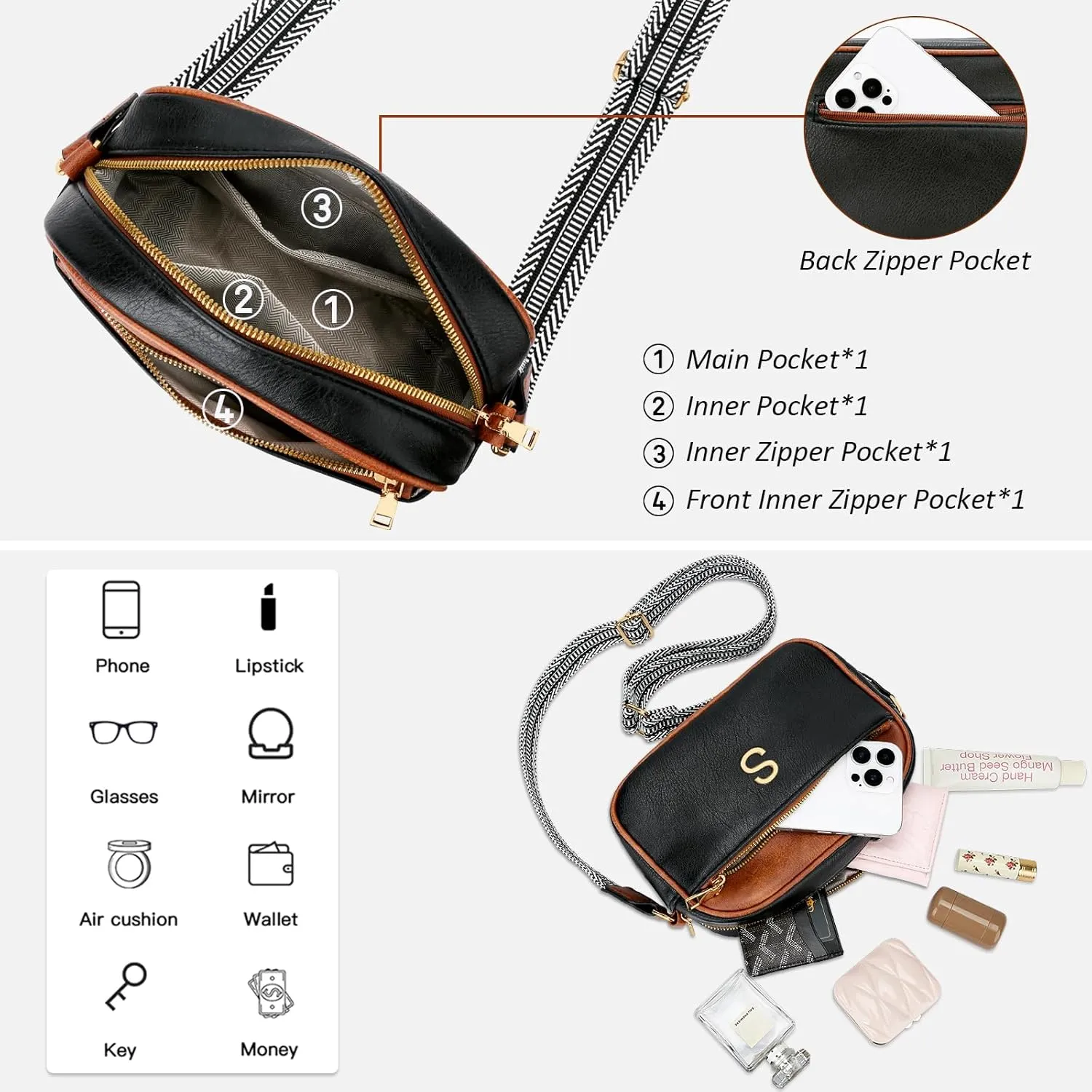 Gifts for Women Personalized Mothers Day Gifts Crossbody Bag Small Purse with Initial Letter Shoulder Handbags