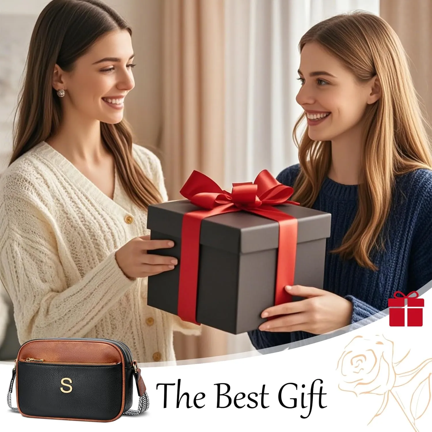 Gifts for Women Personalized Mothers Day Gifts Crossbody Bag Small Purse with Initial Letter Shoulder Handbags