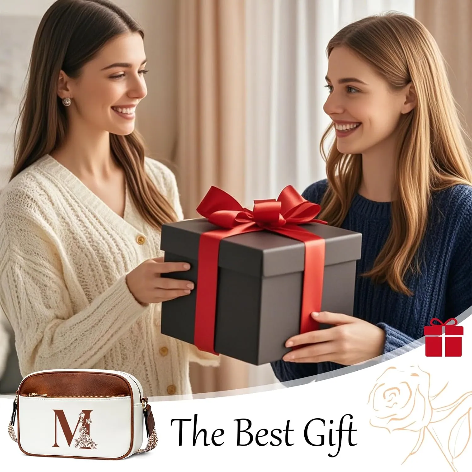Gifts for Women Personalized Mothers Day Gifts Crossbody Bag Small Purse with Initial Letter Shoulder Handbags