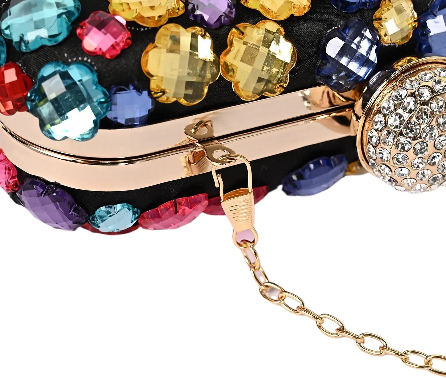 Glitter Ladies Rhinestone Clutch Purse Colorful Diamonds Evening Bag Sparkly Shoulder Bag for Wedding Banquet Party