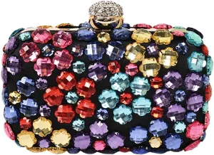 Glitter Ladies Rhinestone Clutch Purse Colorful Diamonds Evening Bag Sparkly Shoulder Bag for Wedding Banquet Party