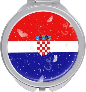 Glittering Butterfly Croatia Compact Mirror Pocket Mirror Portable Mini Makeup Mirror Handheld Double-Sided Magnifying