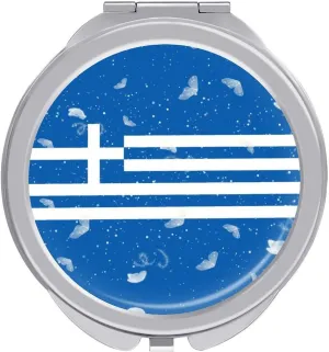 Glittering Butterfly Greece Compact Mirror Pocket Mirror Portable Mini Makeup Mirror Handheld Double-Sided Magnifying