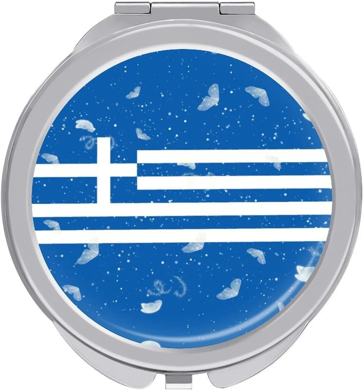 Glittering Butterfly Greece Compact Mirror Pocket Mirror Portable Mini Makeup Mirror Handheld Double-Sided Magnifying