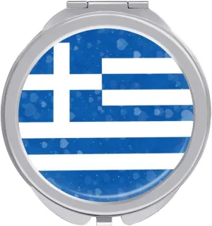 Glittering Heart Greece Compact Mirror Pocket Mirror Portable Mini Makeup Mirror Handheld Double-Sided Magnifying