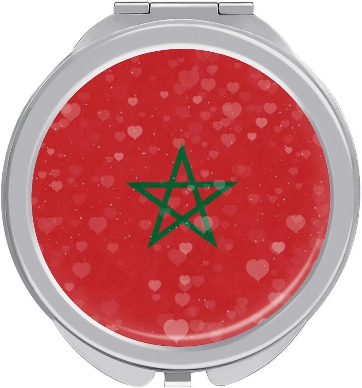Glittering Heart Morocco Compact Mirror Pocket Mirror Portable Mini Makeup Mirror Handheld Double-Sided Magnifying