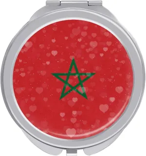 Glittering Heart Morocco Compact Mirror Pocket Mirror Portable Mini Makeup Mirror Handheld Double-Sided Magnifying