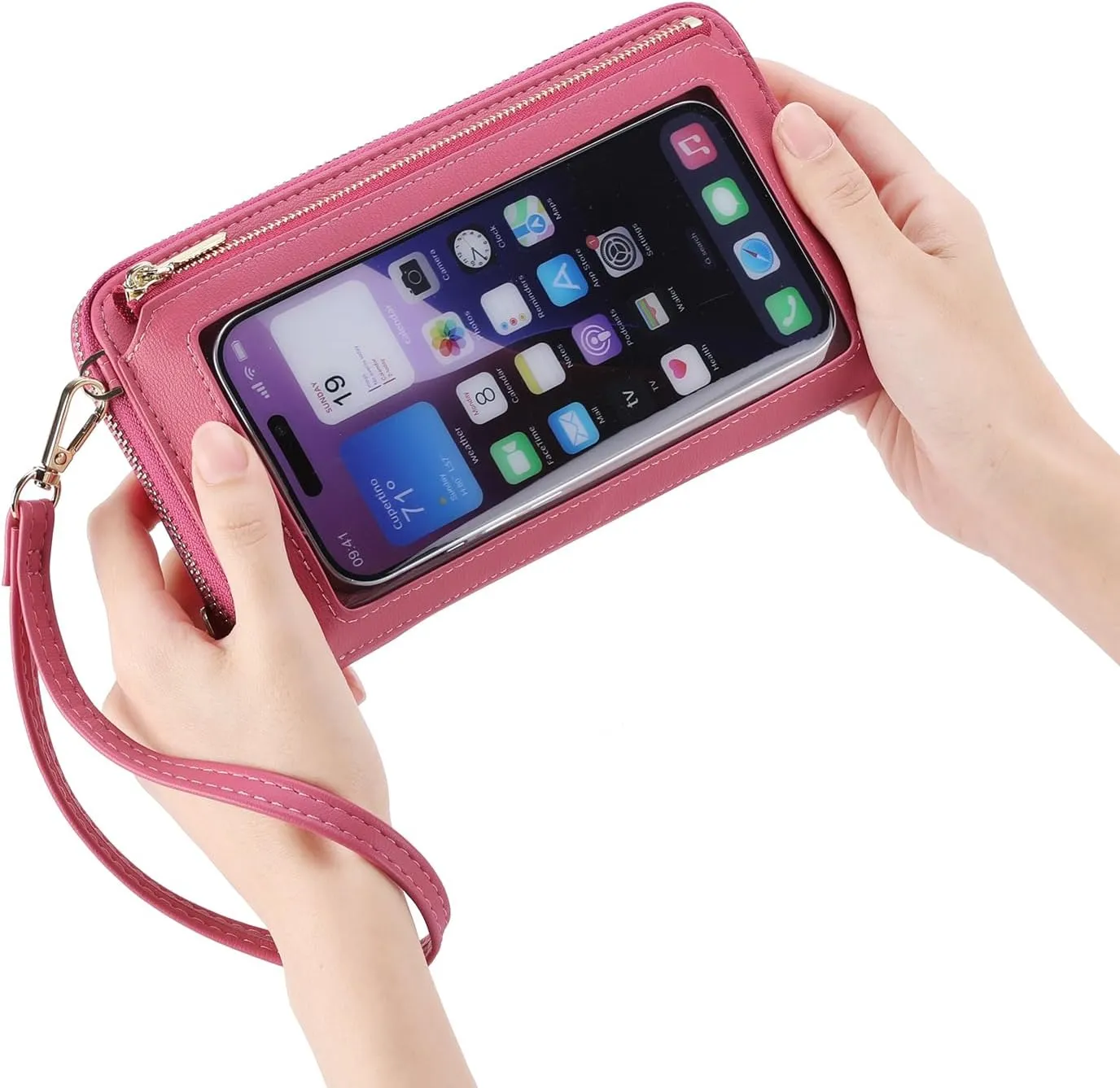 GOIACII Phone Purse Crossbody Bags for Women Small Travel Wallet Touch Screen RFID Blocking