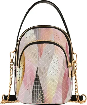 Golden Foliage Crossbody Handbags for Women Casual Leather Shoulder Phone Purse