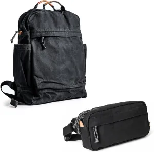 Gootium Canvas Backpack x Crossbody Pack - Casual Vintage Style Cloth Daypack Combo