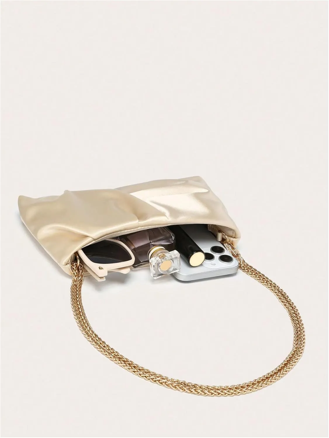 GORGLITTER Women's Evening Bag Wedding Party Prom Handbag Small Dressy Formal Purse Pleated Satin Clutch