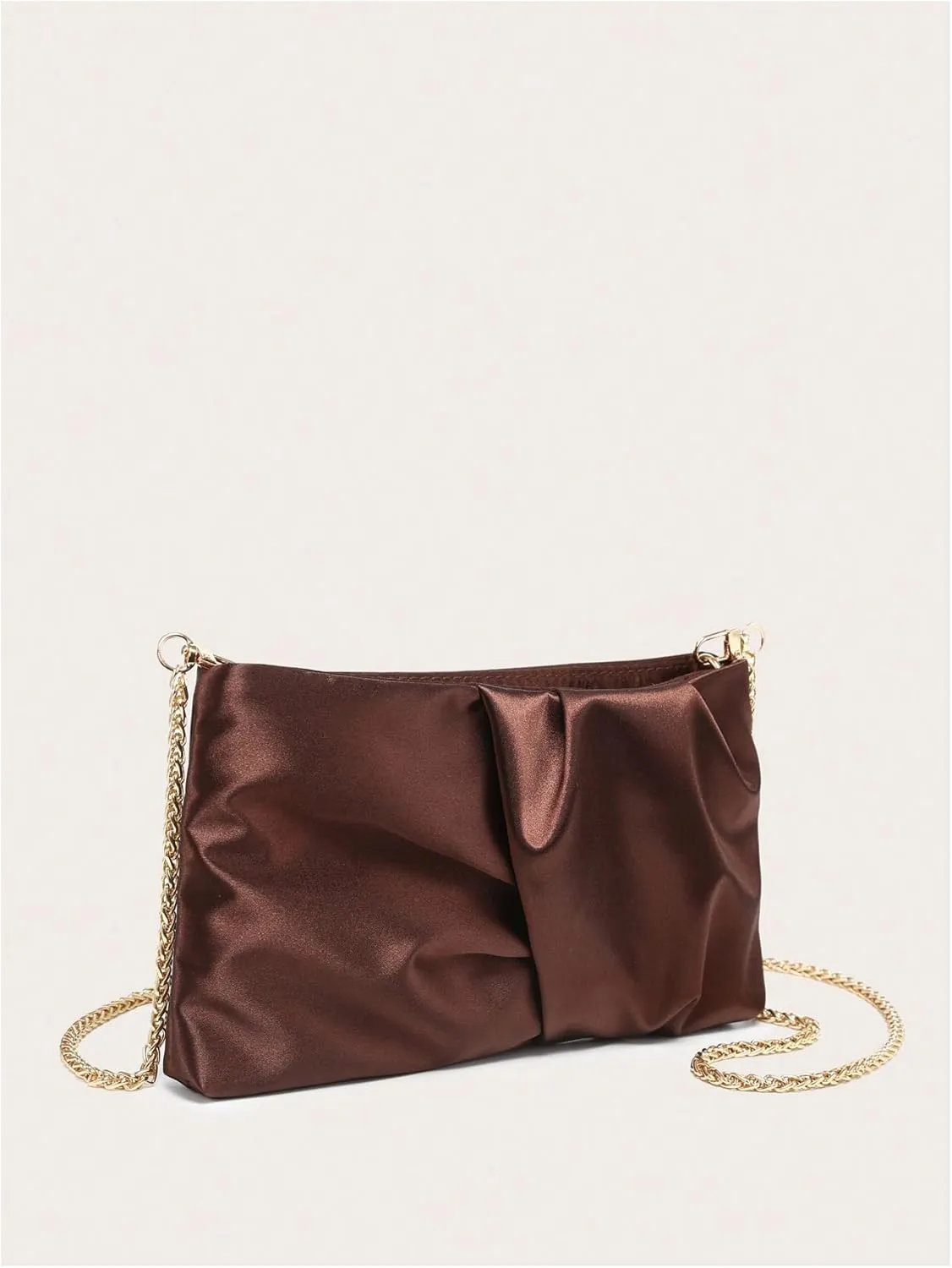 GORGLITTER Women's Evening Bag Wedding Party Prom Handbag Small Dressy Formal Purse Pleated Satin Clutch
