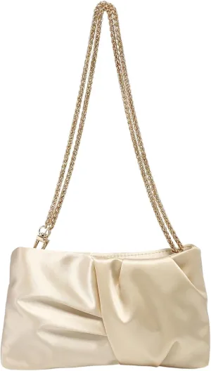 GORGLITTER Women's Evening Bag Wedding Party Prom Handbag Small Dressy Formal Purse Pleated Satin Clutch