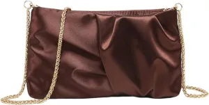 GORGLITTER Women's Evening Bag Wedding Party Prom Handbag Small Dressy Formal Purse Pleated Satin Clutch
