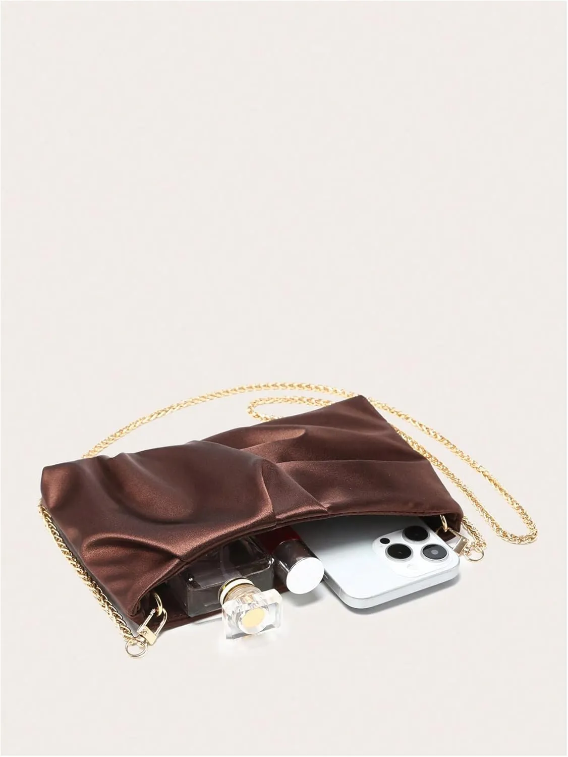 GORGLITTER Women's Evening Bag Wedding Party Prom Handbag Small Dressy Formal Purse Pleated Satin Clutch
