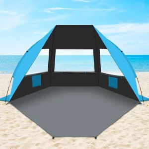 Gorich Portable Beach Tent for 3-7 Person with UPF 50  UV Protection, Lightweight & Foldable Sun Shelter with 5 Sand Bags, Easy Setup Windproof Beach Umbrella Sun Shade