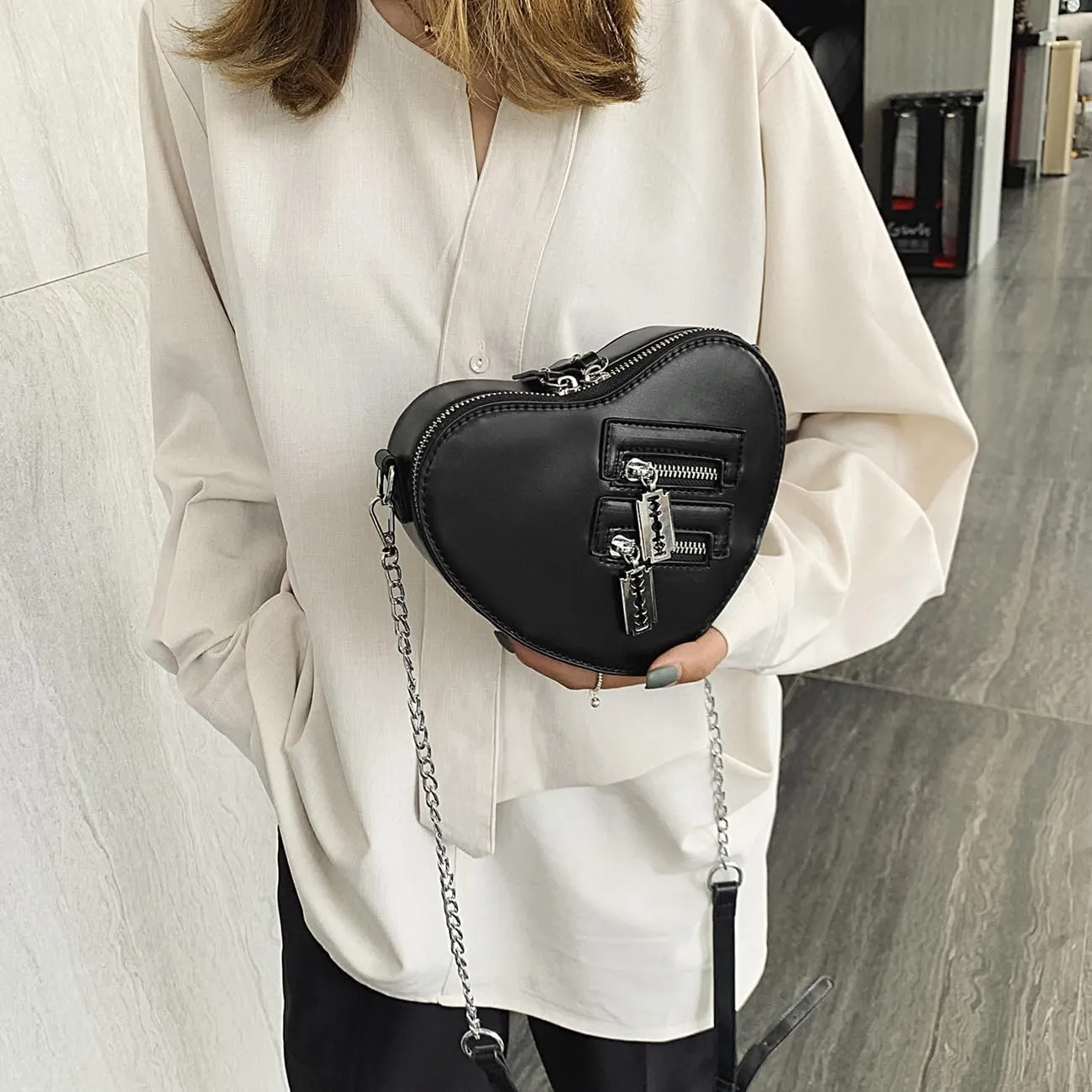 Gothic Punk purse bag Y2K Heart Cute Lolita shoulder bag for women