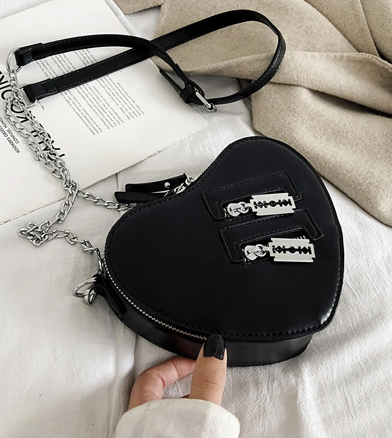 Gothic Punk purse bag Y2K Heart Cute Lolita shoulder bag for women