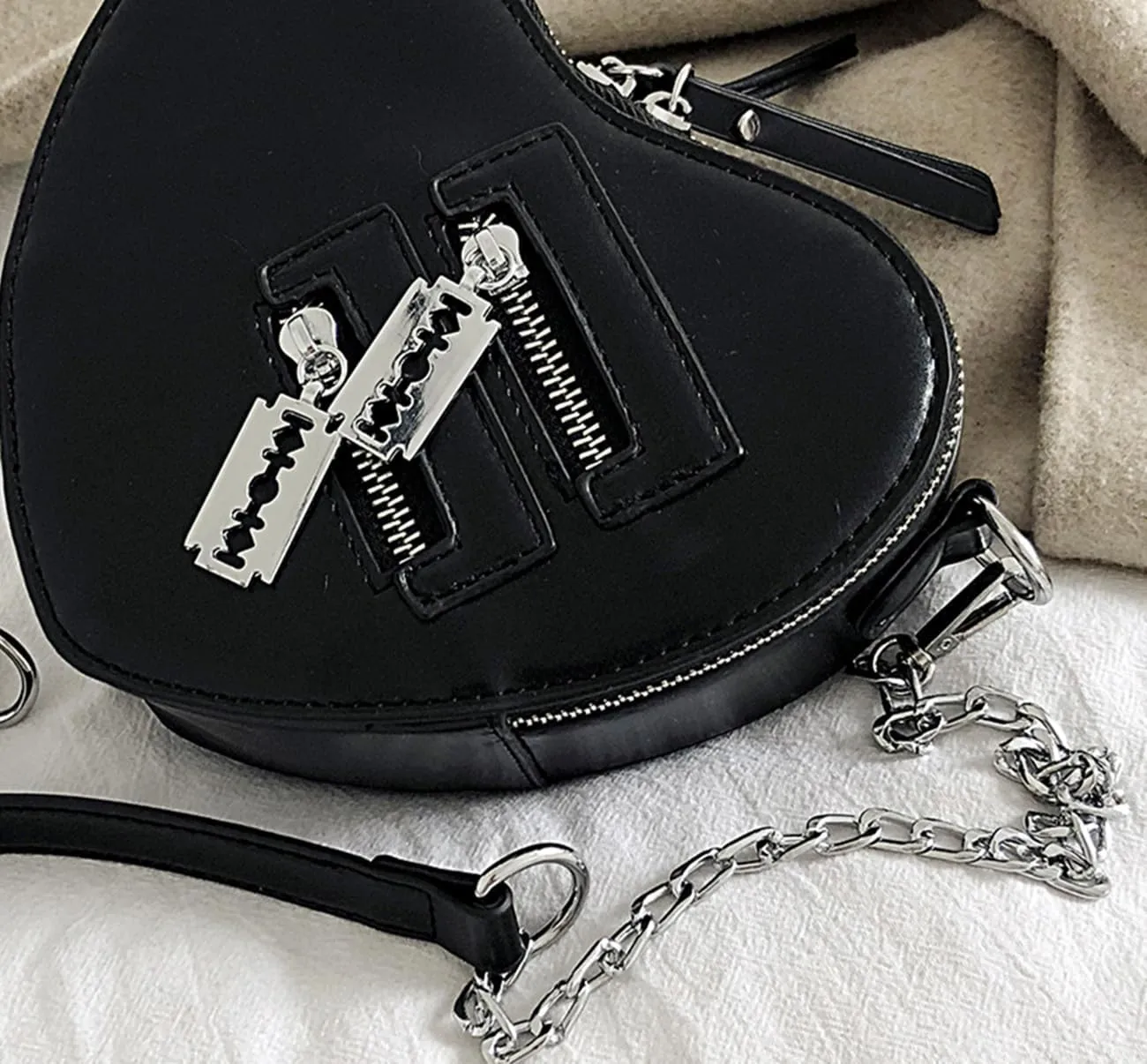 Gothic Punk purse bag Y2K Heart Cute Lolita shoulder bag for women