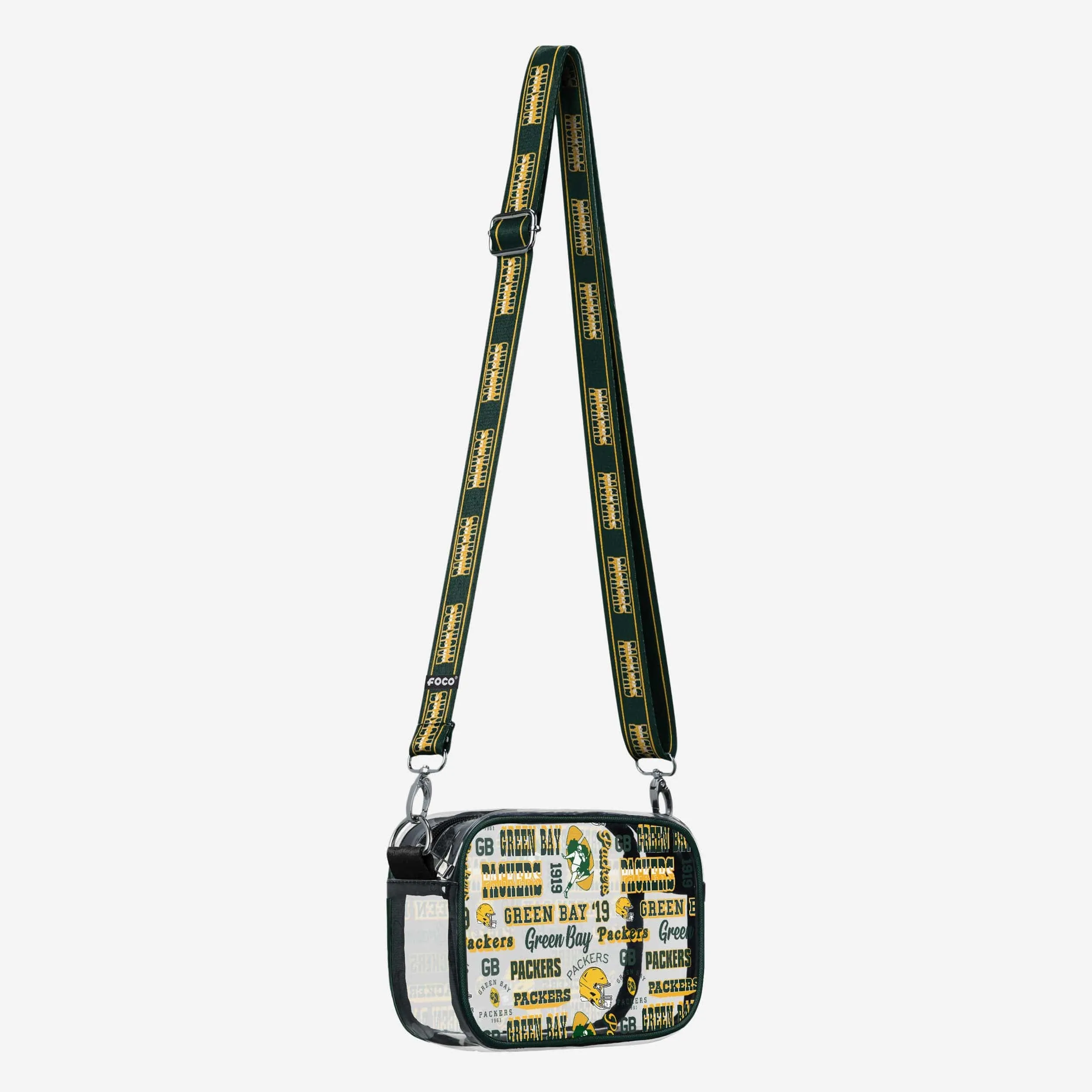 Green Bay Packers Repeat Retro Print Clear Crossbody Bag