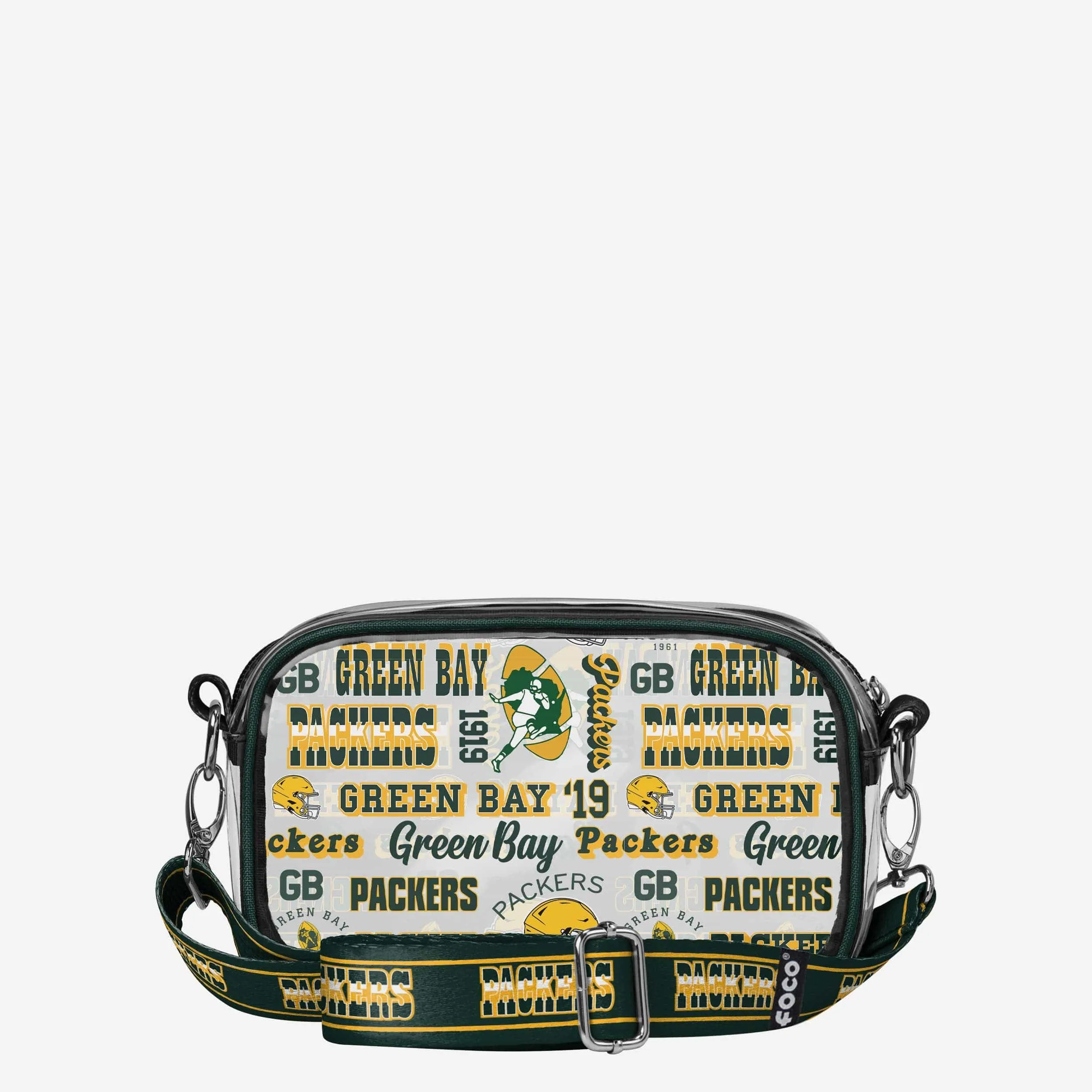 Green Bay Packers Repeat Retro Print Clear Crossbody Bag
