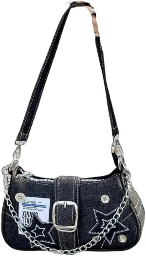 Grunge Hobo Bag Fairy Grunge Shoulder Bag Y2K Vintage Crossbody Bag for Women