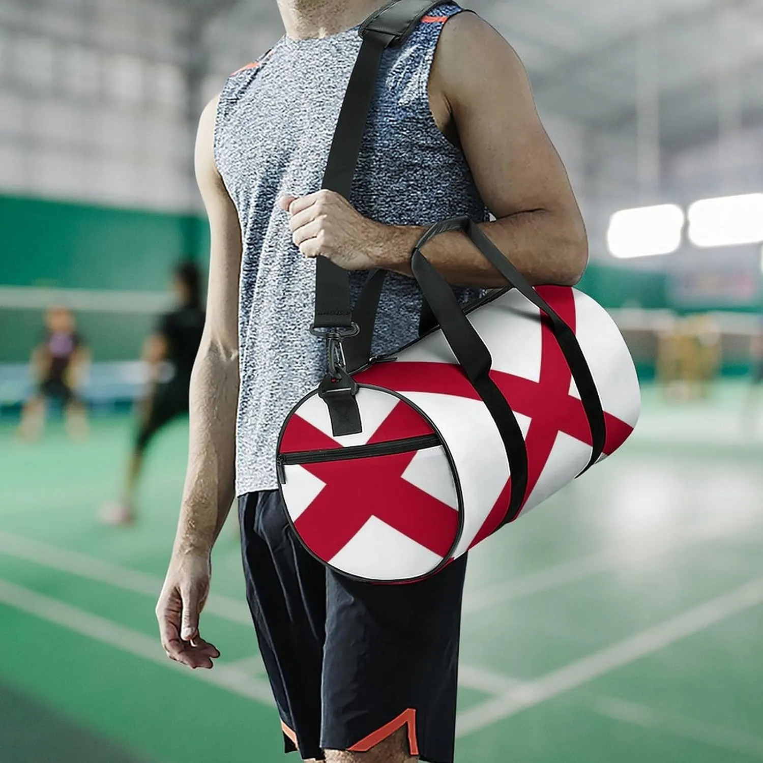 Gym Bag for Men Women Lightweight Sports Duffle Bag with Multiple Compartments Cylindrical Gym Bag for Fitness Travel And Outdoor Activities Ater Resistant Yoga Bag Training Bag Alabama Cross