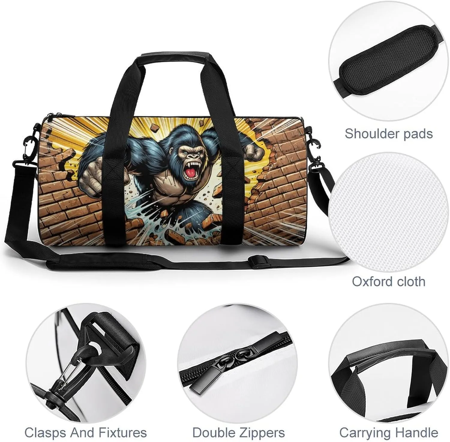 Gym Bag for Men Women Lightweight Sports Duffle Bag with Multiple Compartments Cylindrical Gym Bag for Fitness Travel And Outdoor Activities Ater Resistant Yoga Bag Training Bag Breakout Strength