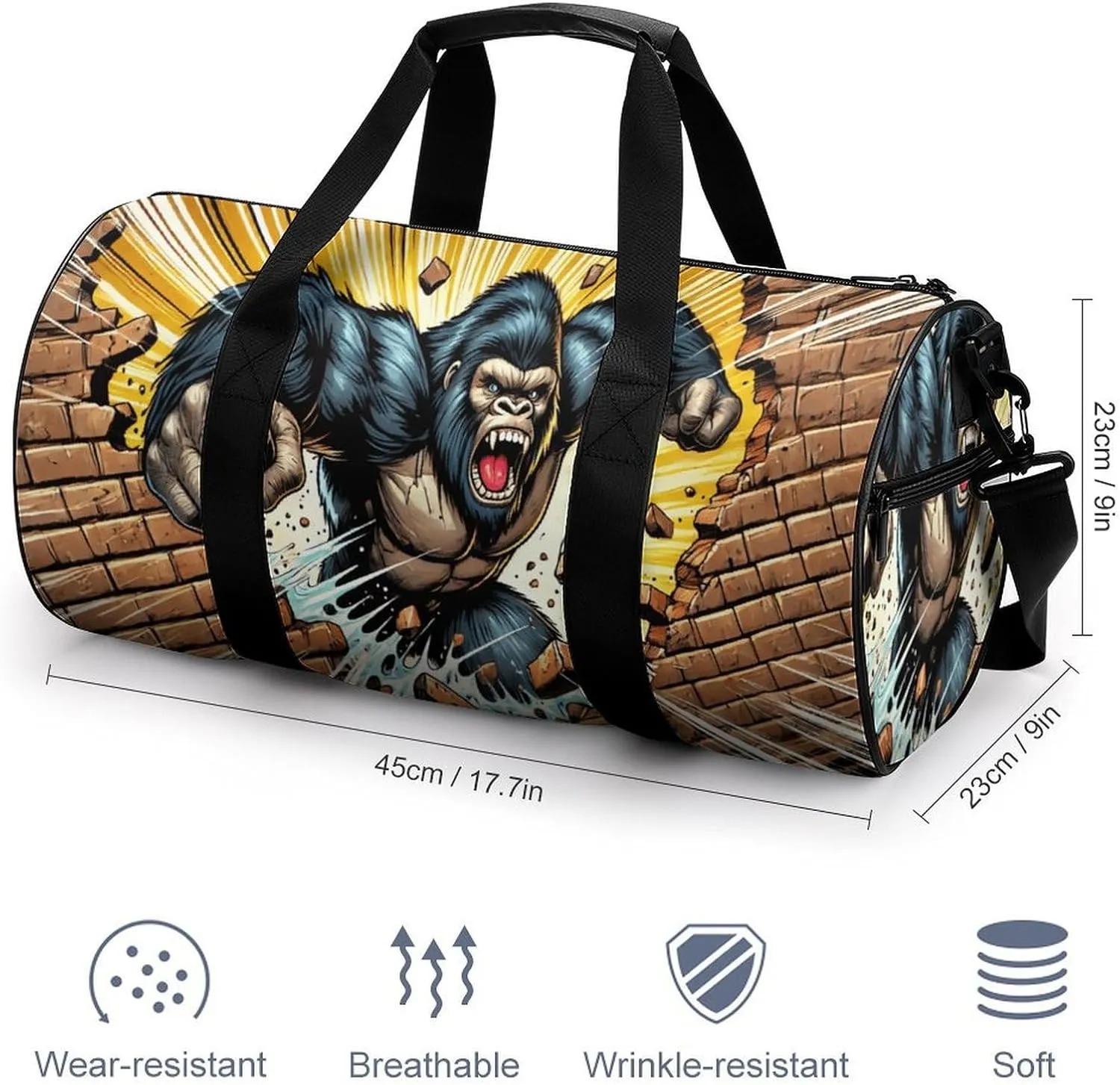 Gym Bag for Men Women Lightweight Sports Duffle Bag with Multiple Compartments Cylindrical Gym Bag for Fitness Travel And Outdoor Activities Ater Resistant Yoga Bag Training Bag Breakout Strength