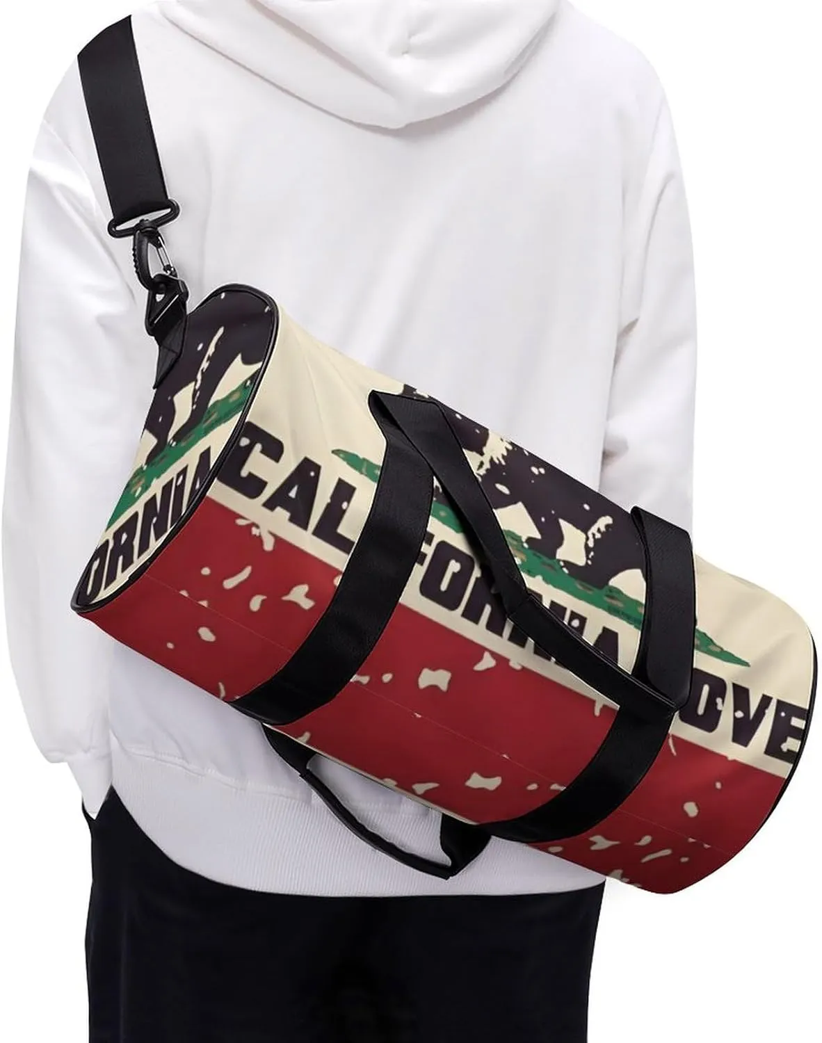 Gym Bag for Men Women Lightweight Sports Duffle Bag with Multiple Compartments Cylindrical Gym Bag for Fitness Travel And Outdoor Activities Ater Resistant Yoga Bag Training Bag California Bear