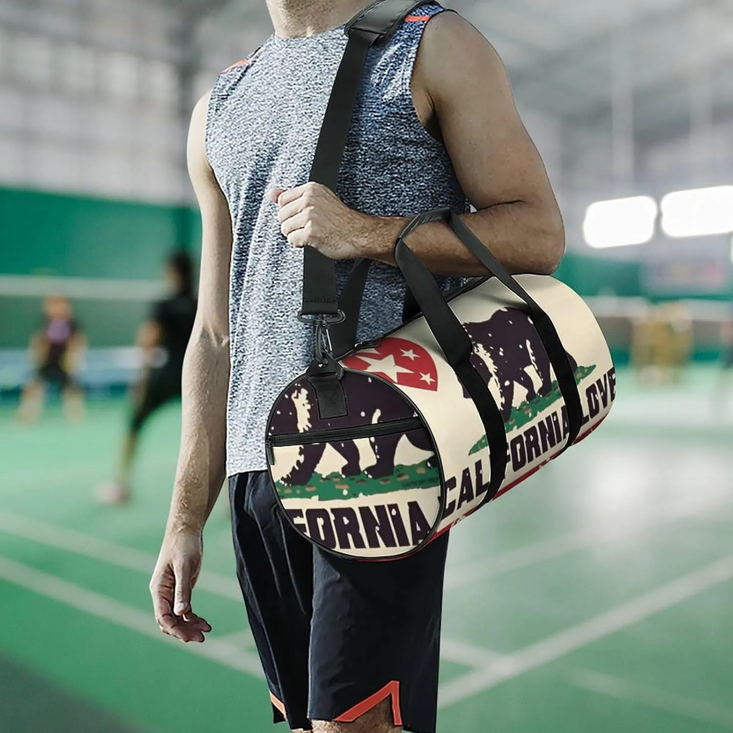 Gym Bag for Men Women Lightweight Sports Duffle Bag with Multiple Compartments Cylindrical Gym Bag for Fitness Travel And Outdoor Activities Ater Resistant Yoga Bag Training Bag California Bear