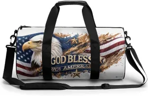 Gym Bag for Men Women Lightweight Sports Duffle Bag with Multiple Compartments Cylindrical Gym Bag for Fitness Travel And Outdoor Activities Ater Resistant Yoga Bag Training Bag Flag Eagle