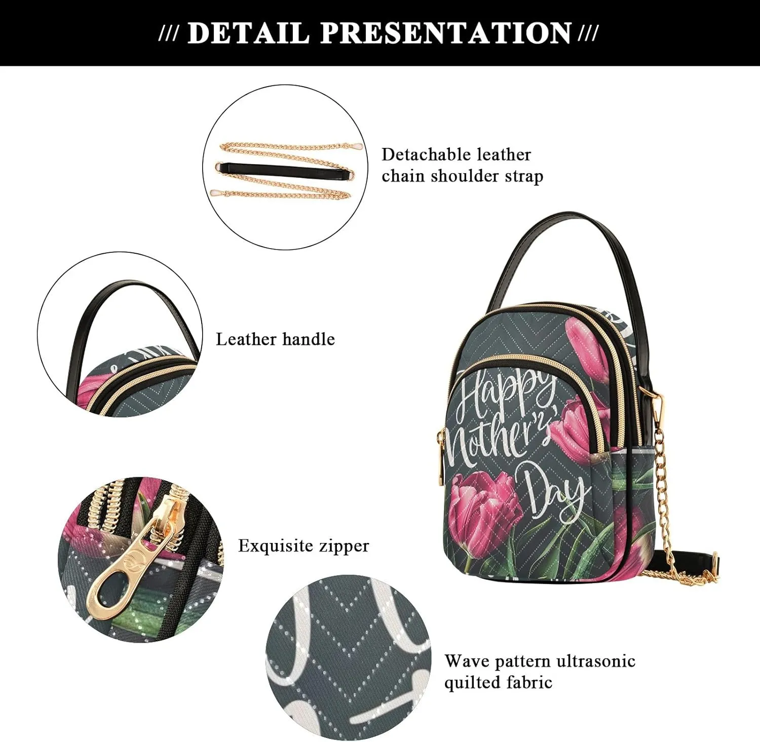 Halloween Dog Bat Costume Women's Crossbody Bags Quilted Purse with Chain Phone Purse Handbag