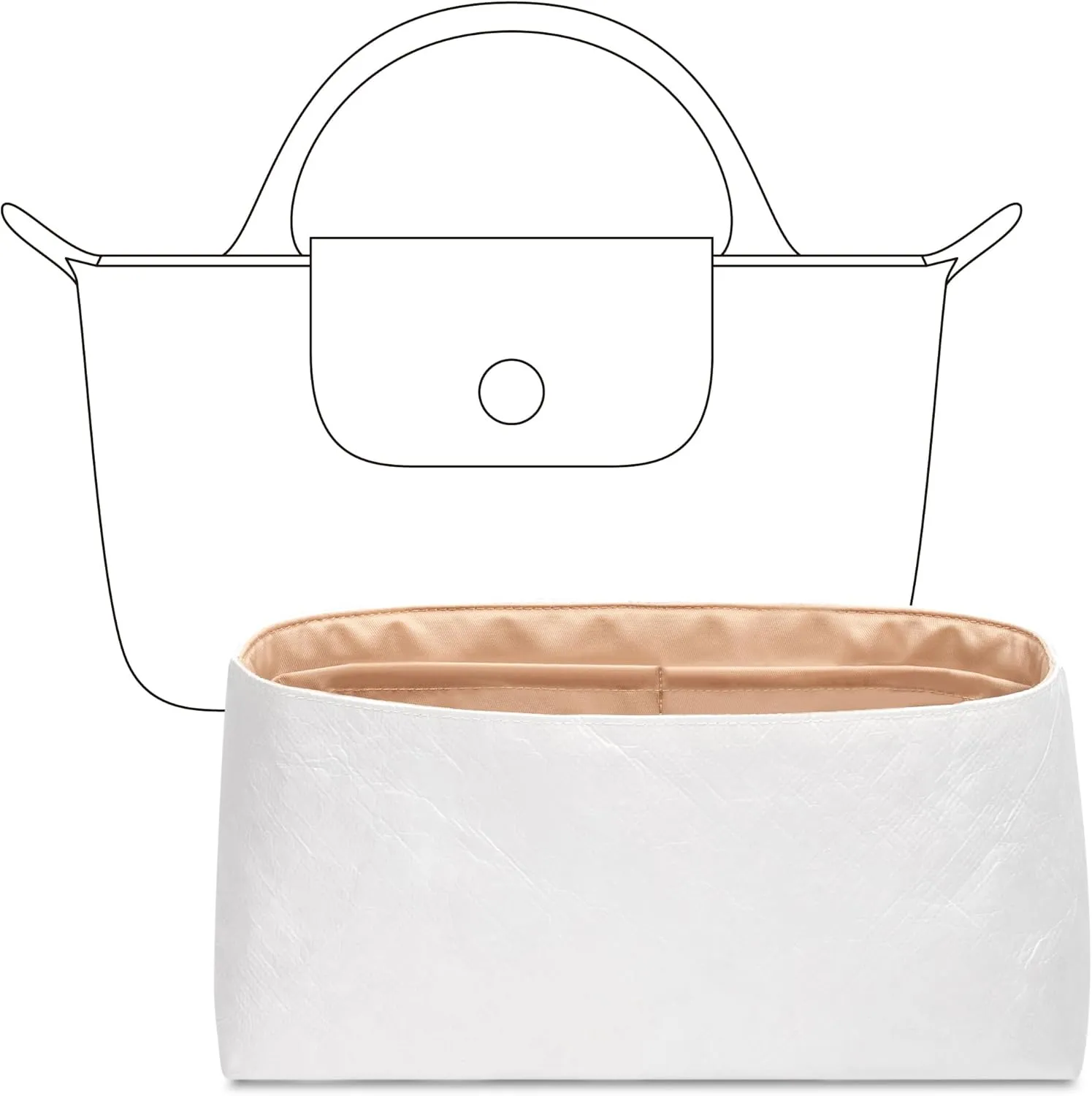 Handbag Organizer Insert for Le Pliage Original Pouch with Handle, Custom Fit Inside Premium Vanile Lightweight Water-Resistant Purse Insert Accessories