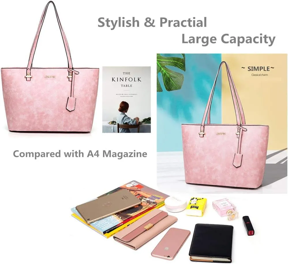 Handbag Set for Women 5 Pack Tote Purse Handbags Set PU Leather Satchel Bag