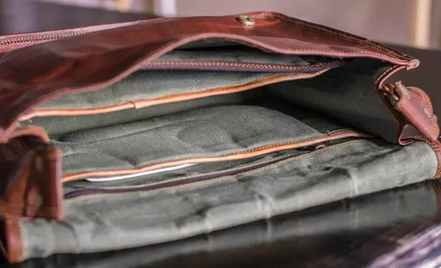 Handmade Men's Genuine Leather Vintage Laptop Messenger Briefcase Bag Satchel