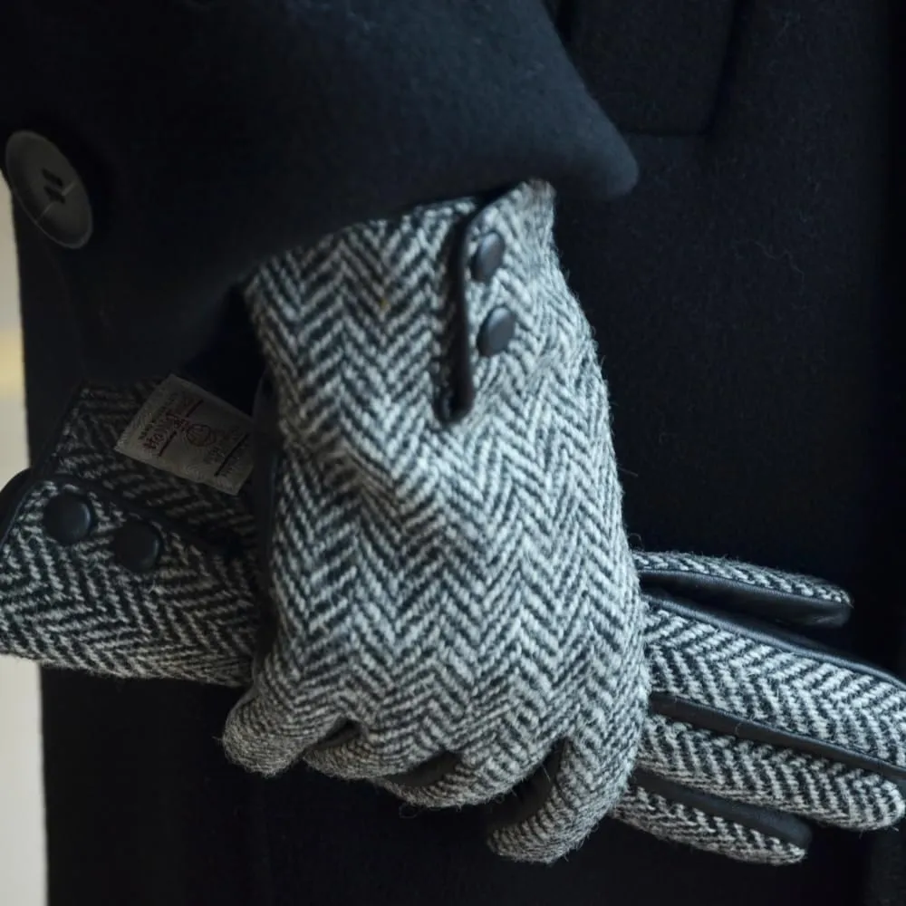 Harris Tweed Winter Warm Touchscreen Warm Driving Lambskin Leather Gloves