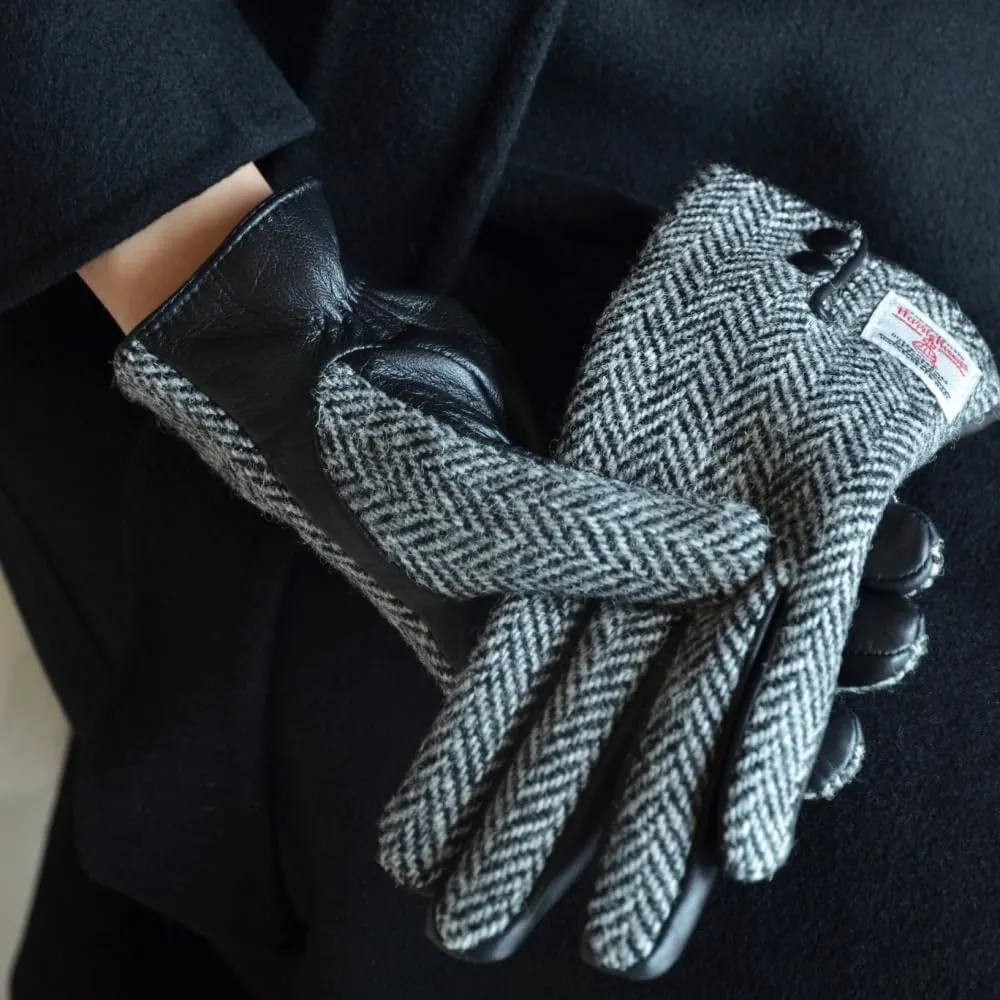 Harris Tweed Winter Warm Touchscreen Warm Driving Lambskin Leather Gloves